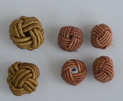 Fabric Chinese Knot Beads Buttons 2 Sizes Gold Brown
